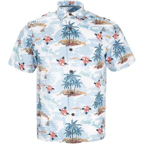 هافانا بريز رجالية مريحة 100% قطن قميص هاواي صيفي قصير الأكمام مطبوعة قمصان صيفية للشاطئ in Kuwait
