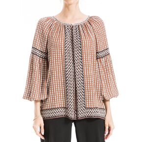 Max Studio Women's Long Sleeve Front Inverted Pleat Blouse