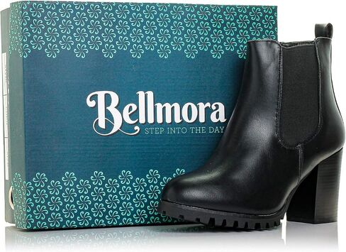حذاء Bellmora Payton-05 النسائي تشيلسي ذو سحاب جانبي وجزء مرن بكعب مكتنز للكاحل in Kuwait