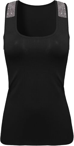 Hiistandd Women's Sequin Vests Casual Tank Tops Sleeveless T Shirt Blouses in Saudi Arabia