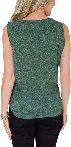 Barlver Women Tie Knot Button Down Shirts Summer Henley Tank Tops Casual Sleeveless Blouse Cotton Tunics Tops in Kuwait
