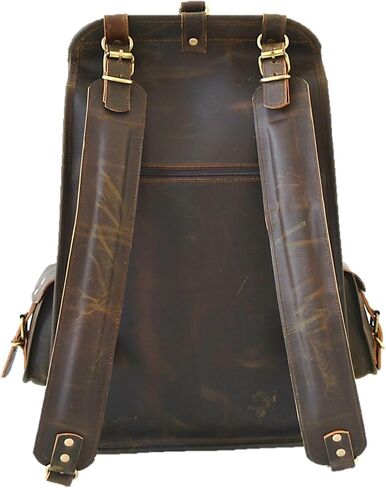 Satchel And Fable Vintage Full Grain 21 Inch Leather Laptop Large Backpack Casual Bookbag Daypack Camping Travel Rucksack Knapsack in Kuwait