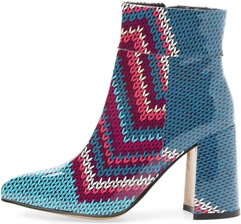 FSJ Women Pointed Toe Block High Heel Ankle Boots Glossy Patent Leather Party Dress Booties Size 4-15 US in Kuwait