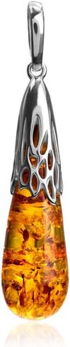 Ian and Valeri Co. Amber Sterling Silver Drop Pendant Necklace 18 Inches in Saudi Arabia
