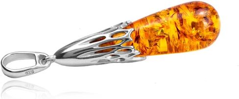 Ian and Valeri Co. Amber Sterling Silver Drop Pendant Necklace 18 Inches in Saudi Arabia