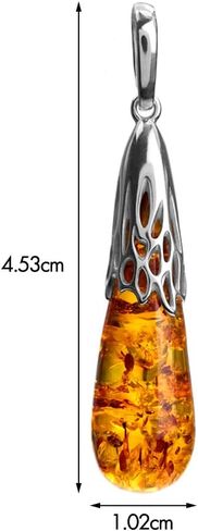 Ian and Valeri Co. Amber Sterling Silver Drop Pendant Necklace 18 Inches in Saudi Arabia