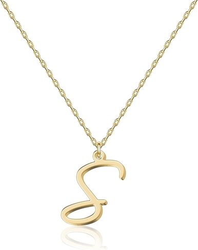 UMAGICBOX Personalized Initial Necklace - Handwritten Script Style Stainless Steel Minimalist jewelry - Non-Fading & Hypoallergenic - Gift Bag Included - 16" + 2" Extension in Kuwait