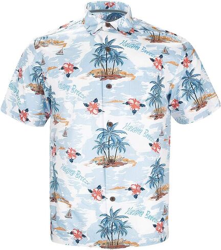 هافانا بريز رجالية مريحة 100% قطن قميص هاواي صيفي قصير الأكمام مطبوعة قمصان صيفية للشاطئ in Kuwait