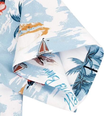 هافانا بريز رجالية مريحة 100% قطن قميص هاواي صيفي قصير الأكمام مطبوعة قمصان صيفية للشاطئ in Kuwait