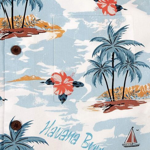 هافانا بريز رجالية مريحة 100% قطن قميص هاواي صيفي قصير الأكمام مطبوعة قمصان صيفية للشاطئ in Kuwait