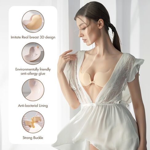 حمالة صدر لاصقة من VCNBRA بدون حمالات، حمالة صدر غير مرئية قابلة لإعادة الاستخدام لفستان بدون ظهر in Kuwait