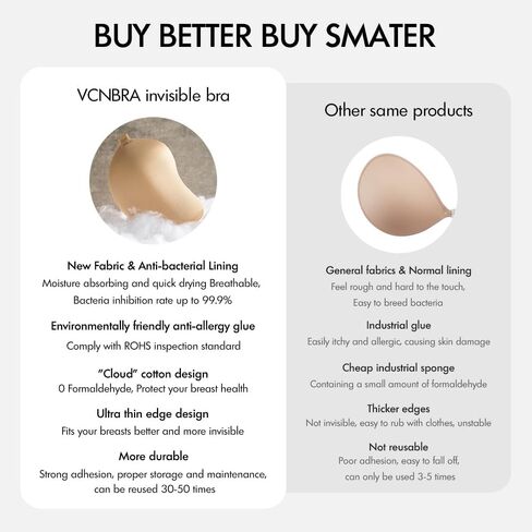 حمالة صدر لاصقة من VCNBRA بدون حمالات، حمالة صدر غير مرئية قابلة لإعادة الاستخدام لفستان بدون ظهر in Kuwait