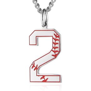 HZMAN Baseball Initial Pendant Necklace Inspiration Baseball Jersey Number 0-9 Charms Stainless Steel Necklace in Kuwait