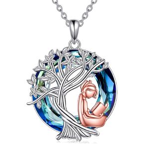 YFN Necklace Gifts for Girls Sterling Silver Tree of Life Crystal Jewelry Graduation Birthday Gifts for Women Girls in Saudi Arabia