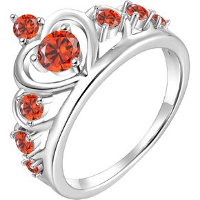 YL Crown Rings 925 Sterling Silver Heart Engagement Rings Queen Birthstones Anniversary Jewelry