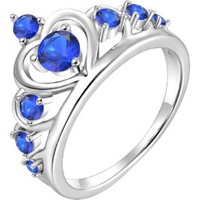 YL Crown Rings 925 Sterling Silver Heart Engagement Rings Queen Birthstones Anniversary Jewelry in Kuwait