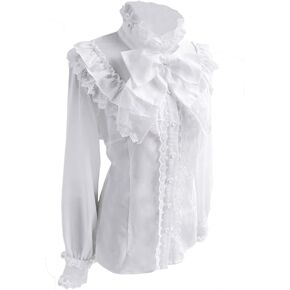 COMBACK Victorian Blouse Women’s Gothic Lolita Renaissance Shirt Vintage Long Sleeve Lotus Ruffle