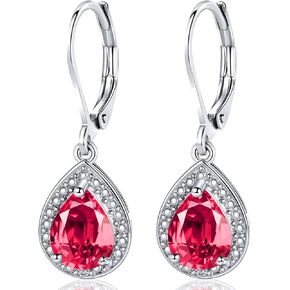 Halo Sparkle Teardrop Leverback Earrings for Women 18K White Gold Plated Opal/Cubic Zirconia Dangle Lightweight Hypoallergenic Jewelry Gifts for Wedding in Kuwait