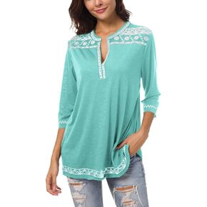 Women's Summer Tops Boho V-Neck Embroidery Short Sleeve Blouses for Women Fashion