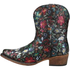 ROPER Womens Ingrid Floral Metallic Snip Toe Casual Boots Ankle Low Heel 1-2" - Black, Multi in Saudi Arabia