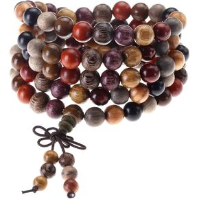 Top Plaza Unisex 108 Natural Wood 6mm 8mm Beads Bracelet Buddhist Rosary Mala Necklace(8mm Sandalwood Duobao) in Saudi Arabia