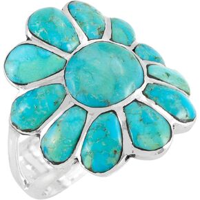 Turquoise Ring Sterling Silver 925 Genuine Gemstones Size 6 to 11