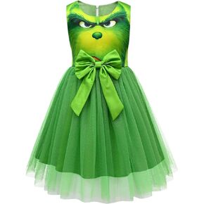 FUNTEKS Kids Girls Princess Dress Sleeveless Cartoon Casual Dress Christmas Party Dress 3-10 Years