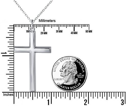 قلادة رجالي من الفضة الاسترليني S925 بقلادة متقاطعة كبيرة بطول 24 بوصة سلسلة فضية in Kuwait