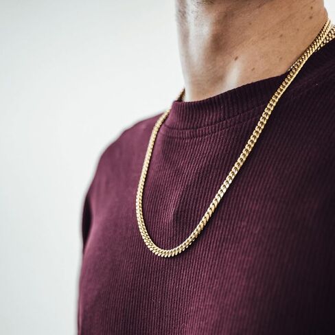 CG&KYGG 6mm Miami Cuban Link Chain 14K Real Gold Plated 316L Stainless Steel Solid Necklace for Mens Womens(Double Safety Clasp, Christmas or Birthday Gift) in Kuwait