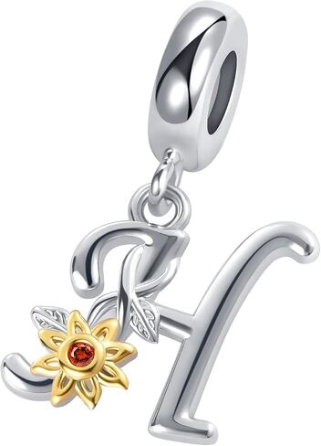 DWJSu Initial Letter Charm Alphabet A-Z Crystal Sunflower Birthday Dangle Personalized Bead Fit European Charms Bracelet in Kuwait