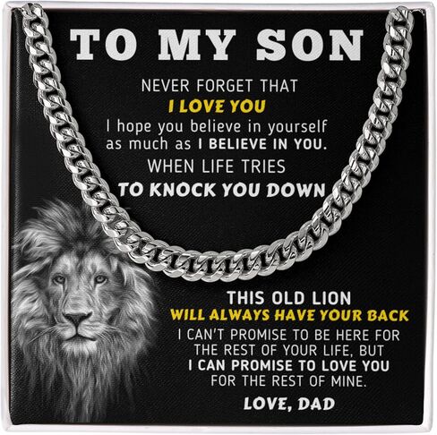 ShinyLove to My Son هدايا من الأم، قلادة الأم والابن، هدايا الابن من الأب، مجوهرات الابن، هدية عيد ميلاد لابن التخرج عيد الميلاد الكوبي سلسلة ربط قلادة in Saudi Arabia