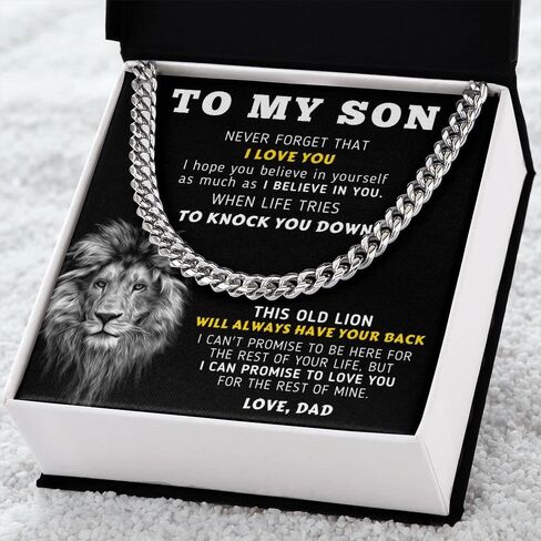ShinyLove to My Son هدايا من الأم، قلادة الأم والابن، هدايا الابن من الأب، مجوهرات الابن، هدية عيد ميلاد لابن التخرج عيد الميلاد الكوبي سلسلة ربط قلادة in Saudi Arabia