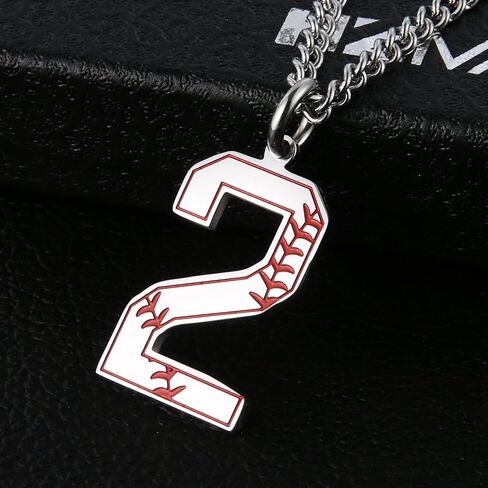 HZMAN Baseball Initial Pendant Necklace Inspiration Baseball Jersey Number 0-9 Charms Stainless Steel Necklace in Saudi Arabia