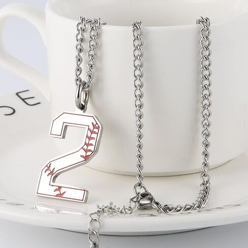 HZMAN Baseball Initial Pendant Necklace Inspiration Baseball Jersey Number 0-9 Charms Stainless Steel Necklace in Saudi Arabia
