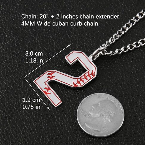 HZMAN Baseball Initial Pendant Necklace Inspiration Baseball Jersey Number 0-9 Charms Stainless Steel Necklace in Saudi Arabia