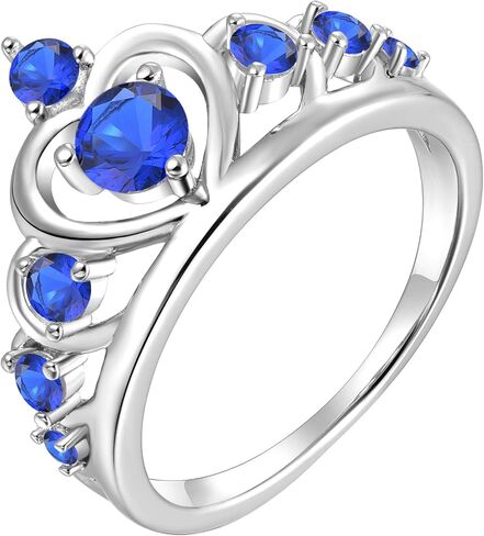 YL Crown Rings 925 Sterling Silver Heart Engagement Rings Queen Birthstones Anniversary Jewelry in Kuwait
