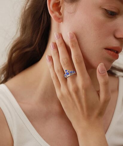YL Crown Rings 925 Sterling Silver Heart Engagement Rings Queen Birthstones Anniversary Jewelry in Kuwait