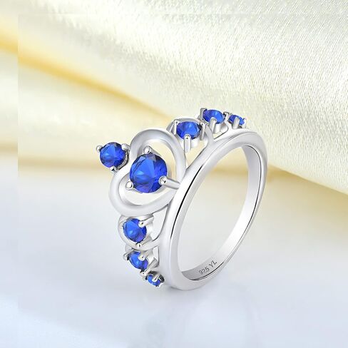 YL Crown Rings 925 Sterling Silver Heart Engagement Rings Queen Birthstones Anniversary Jewelry in Kuwait