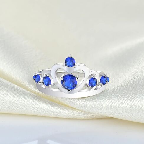 YL Crown Rings 925 Sterling Silver Heart Engagement Rings Queen Birthstones Anniversary Jewelry in Kuwait