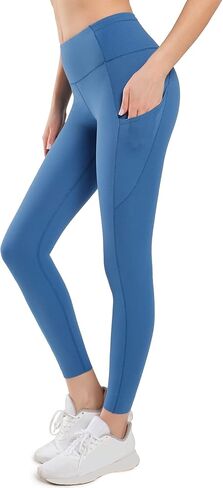 بنطال Yvette مع جيوب للنساء للتحكم في البطن بخصر عالٍ غير شفاف للتمرين والجري، ناعم زبداني in Kuwait