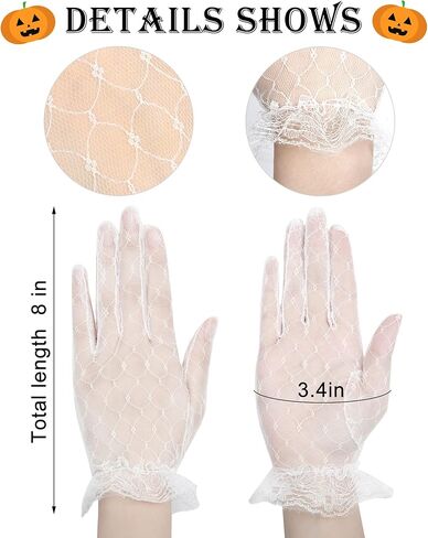 SATINIOR Halloween Veil Lace Gloves Set Bridal Veil Lace Costume Gloves for Costume Party in Saudi Arabia