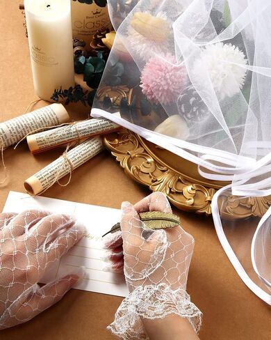 SATINIOR Halloween Veil Lace Gloves Set Bridal Veil Lace Costume Gloves for Costume Party in Saudi Arabia