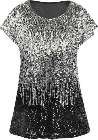 تونيك علوي نسائي من PrettyGuide مزين بالترتر ولامع وأكمام خفاش فضفاضة للحفلات in Kuwait