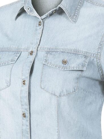 Design by Olivia Women's Cap Sleeve Button Down Denim Chambray Shirt in Saudi Arabia