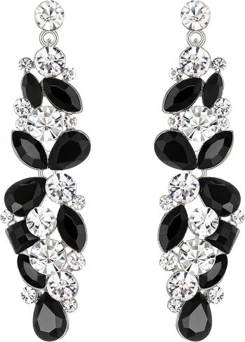 EVER FAITH Bridal Tear Drop Flower Cluster Dangle Earrings Crystal Rhinestone in Saudi Arabia