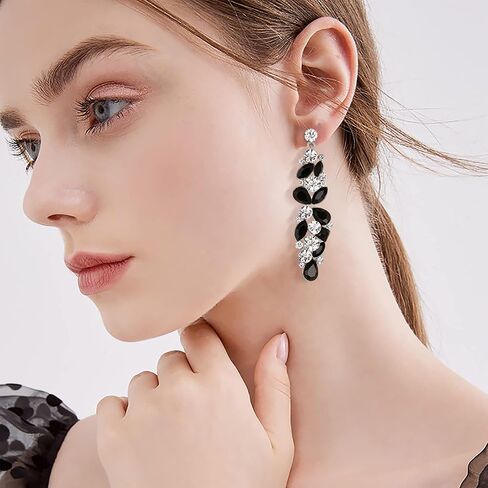 EVER FAITH Bridal Tear Drop Flower Cluster Dangle Earrings Crystal Rhinestone in Saudi Arabia