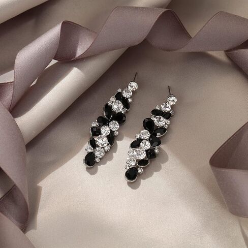 EVER FAITH Bridal Tear Drop Flower Cluster Dangle Earrings Crystal Rhinestone in Saudi Arabia