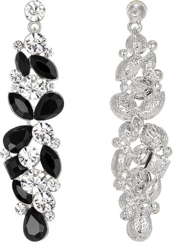EVER FAITH Bridal Tear Drop Flower Cluster Dangle Earrings Crystal Rhinestone in Saudi Arabia