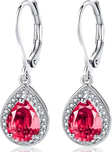 Halo Sparkle Teardrop Leverback Earrings for Women 18K White Gold Plated Opal/Cubic Zirconia Dangle Lightweight Hypoallergenic Jewelry Gifts for Wedding in Kuwait