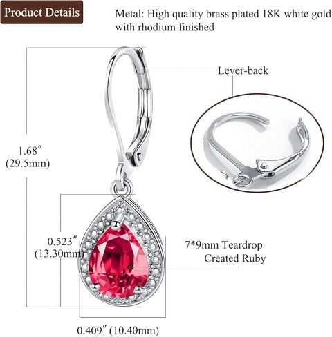 Halo Sparkle Teardrop Leverback Earrings for Women 18K White Gold Plated Opal/Cubic Zirconia Dangle Lightweight Hypoallergenic Jewelry Gifts for Wedding in Kuwait